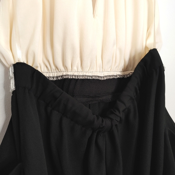 Line Up Y2k black & cream rhinestone halter jumpsuit. Size L - Picture 7 of 14